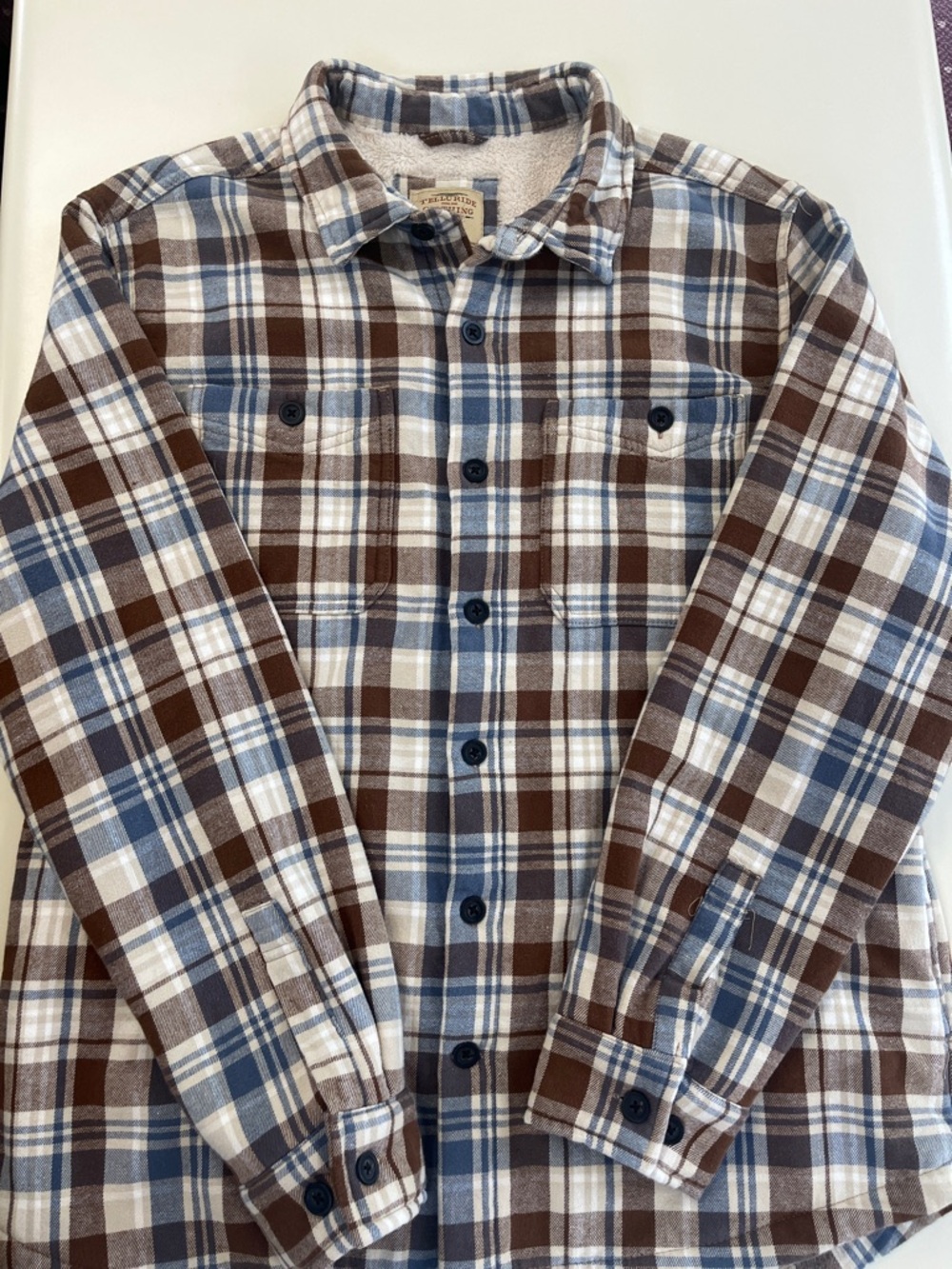 Heavy Blue and Brown Flannel Fleece Lined Button Up